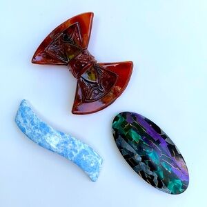 Set of 3 Vintage 1980s hair clips France